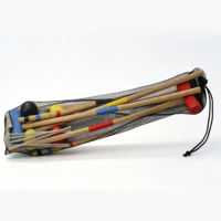 Juego de Croquet Resistente para Exteriores, Jardín o Patio, para Niños, Adultos y Fiestas Familiares, para 4 Jugadores, con Logo Personalizado, Mazos, Pelotas y Wickets