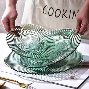 Grande assiette en verre <span class=keywords><strong>Origami</strong></span> créative transparente jetable fruits tapis de nourriture occidentale coloré ménage gros plats plante - Product Image 4