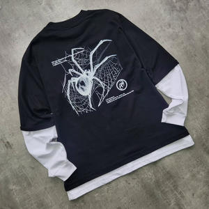 Sudaderas con Capucha de Estilo Urbano, Personalizadas con Impresión Digital, de Seda/Algodón, Largas, con Efecto Desgastado, Estilo Hip Hop, para Hombre - Product Image 2