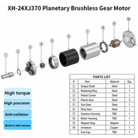 Moteur DC à engrenages planétaires 24XJ370 24 mm 12 V 24 V, micro-moteur à réduction à couple élevé pour appareils électroménagers
