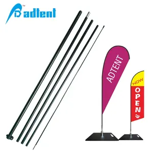 Flexible aluminum fiberglass beach flag pole flagpoles for teardrop feather square flying advertising promotion flag