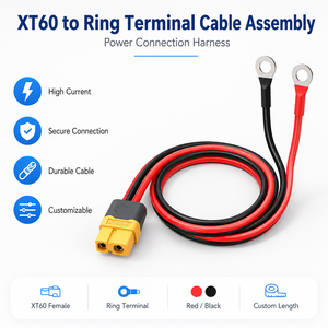 Câble XT60 vers borne à joint torique 10AWG, connecteur mâle/femelle XT60H pour batterie, idéal pour drone RC et applications solaires - Product Image 1
