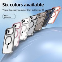 Coque Bicolore Compatible avec 17 Nouveaux Modèles – Étui de Téléphone Transparent Magnétique TPUPC Pressé à Chaud pour 16 – Style Pare-chocs PE Simple Anti-Chute