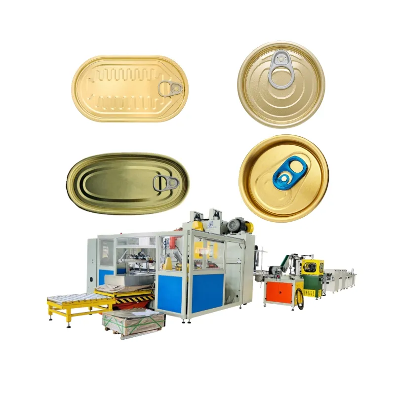 Máquina automática de fabricación de tapas de latas Eoe de extremo fácil de abrir, línea de producción de sellado y embalaje de tapado