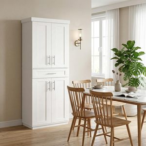Armoire de rangement de cuisine moderne SENYU blanche avec 4 portes et 1 tiroir, unité de garde-manger multifonctionnelle - Product Image 6