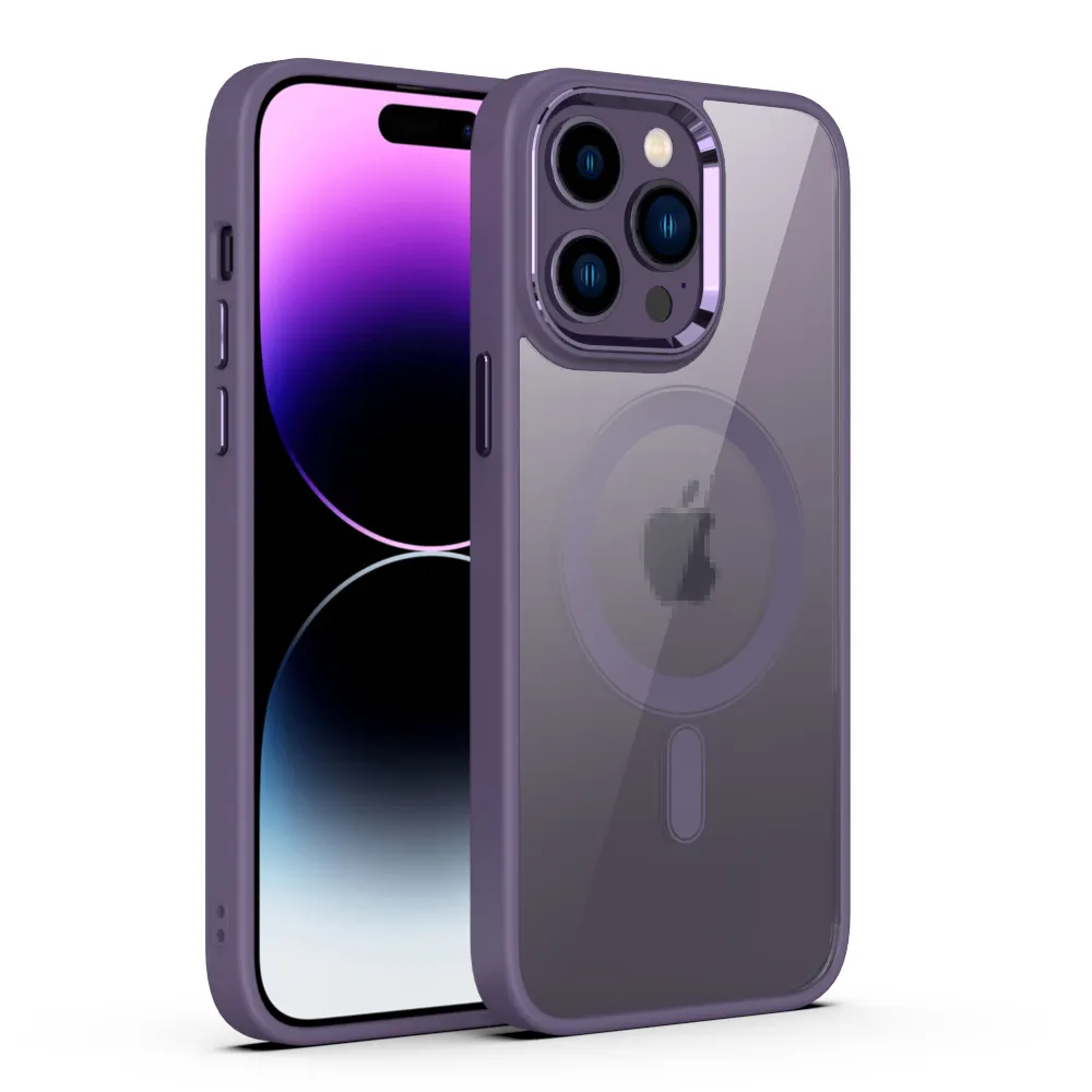 Luxury Mobile Accessories Original purple Magnetic Phone case high quality Metal 2 in 1 Hard back cover For iPhone 14 Pro Max