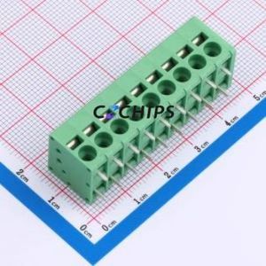 MX205R-5.0-09P-GN01-Cu-A Spring Terminal Block Through hole Component (THT),P=5mm Connector 1x9P 5mm Green Right Angle Insert - Product Image 1
