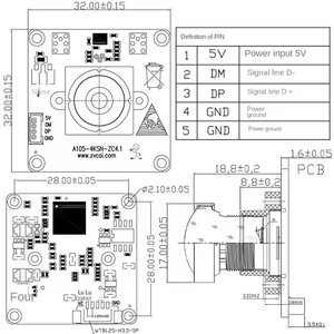 Mini módulo de cámara HD de grado industrial con sensor CMOS Visión nocturna H.264 Compresión de video USB DVR - Product Image 2