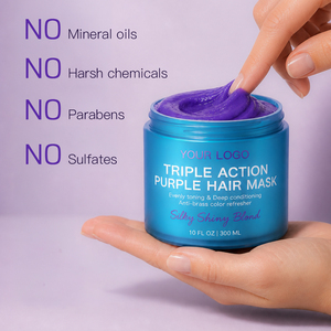 Mascarilla Capilar Morada Sin Sulfatos ni Parabenos, Hidratante, Neutraliza los Tonos Amarillos, <span class=keywords><strong>para</strong></span> un <span class=keywords><strong>Cabello</strong></span> Brillante y Sedoso, Tratamiento Capilar <span class=keywords><strong>para</strong></span> un <span class=keywords><strong>Cabello</strong></span> Rubio, Cuidado Capilar en Casa - Product Image 3