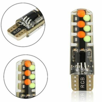 Nouvelle ampoule LED T10 W5w Rgb 12smd Cob Canbus 194 168 pour voiture avec télécommande Flash/stroboscope Lumière de lecture Lumière de dégagement