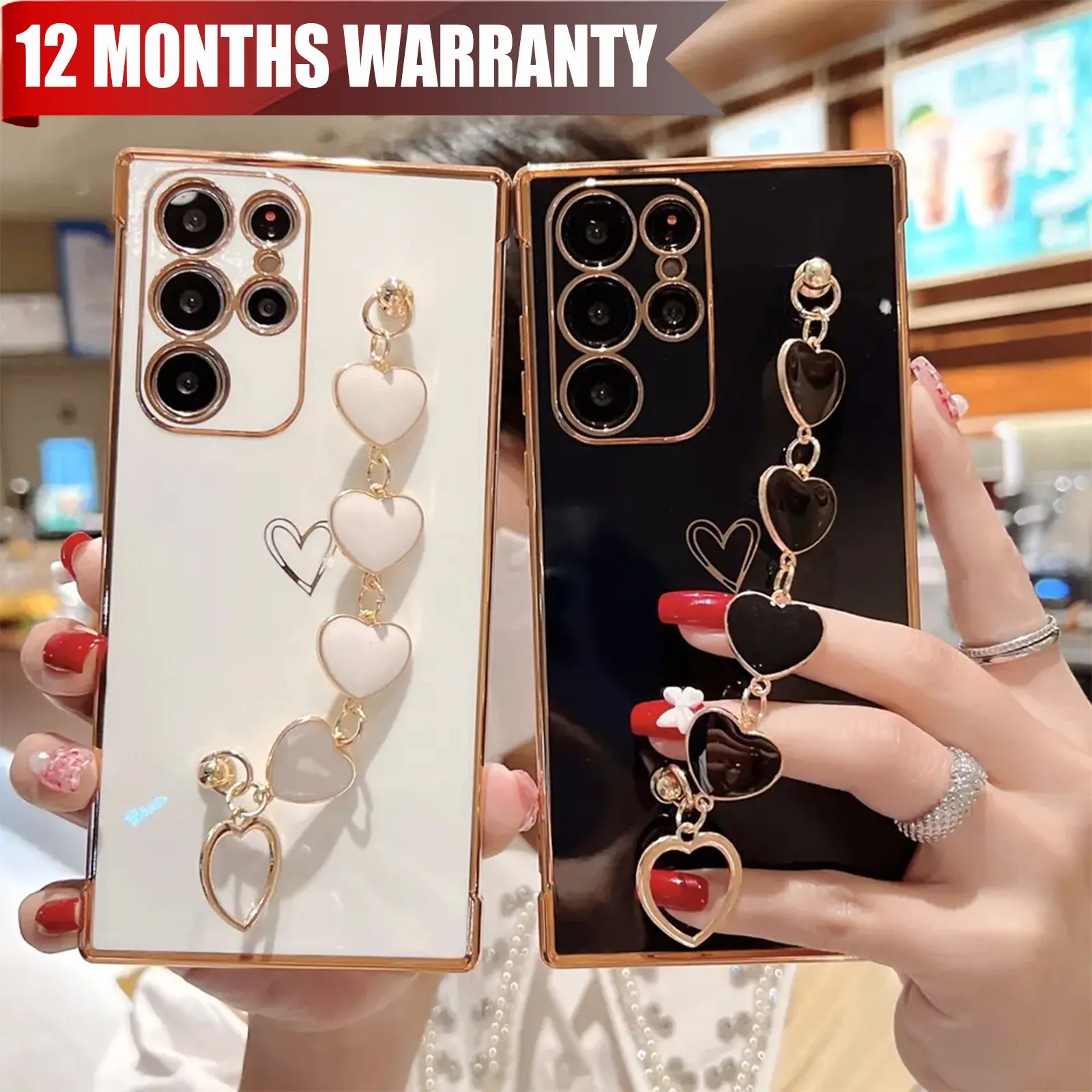 Samsung S23 mobile phone case S23 ultra Electroplating Hollowed out Love bracelet cover S23 plus cover