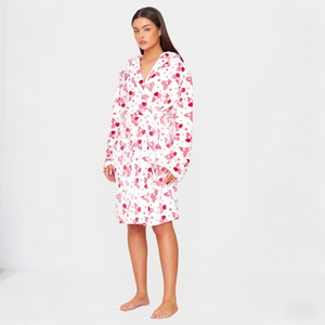 Usine Plus Size Fantasy Fluffy Cherry Flanelle Peignoir Belle <span class=keywords><strong>Chemise</strong></span> <span class=keywords><strong>De</strong></span> <span class=keywords><strong>Nuit</strong></span> Courte Surdimensionnée À Capuche Robe Confortable pour Couple D'automne - Product Image 3