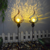 Extérieur Étanche Solaire Métal Fer Lune Lumière Ramadan Festival Décoration Verre Globe Piquet Lampes Jardin Parc Rue Paysage