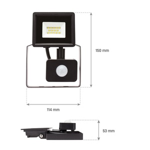 Proyector LED de 10W con sensor, 6000K, color negro; ideal para iluminación exterior y detección de movimiento. - Product Image 1