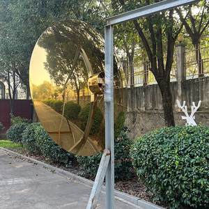 Réplique de miroir concave de grande taille en acier inoxydable moderne Kapoor - Décoration extérieure, art urbain, miroir ciel or argent, sculpture en métal - Product Image 4