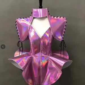 ชุดงานปาร์ตี้วันเกิดเร้าร้อน ชุดเลเซอร์สแปนเด็กซ์/ไนลอน ชุดแสดงบนเวที ชุดไนต์คลับ ดีเจ นักร้อง โกโกแดนซ์ สำหรับผู้ใหญ่ ผู้หญิง เทศกาล - Product Image 1