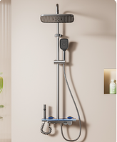 Ensemble de douche thermostatique en promotion avec affichage numérique LED et lumière d'ambiance, système de douche pluie à bouton-poussoir en aluminium