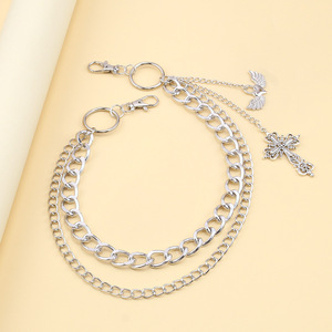 <b>Cross</b> Double Layer Trouser <b>Chain</b> Zinc Alloy Waist <b>Chain</b> Daily Wear Punk Style Body <b>Chain</b> - Product Image 3