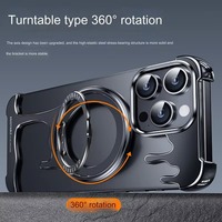 Étui de téléphone portable magnétique en alliage d'aluminium sans cadre, ultra-fin, antichoc, résistant aux rayures, design sportif pour