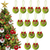 Boules de Noël colorées en fausse fourrure de lapin avec lettres, décorations DIY pour sapin de Noël, boules suspendues en peluche transfrontalières