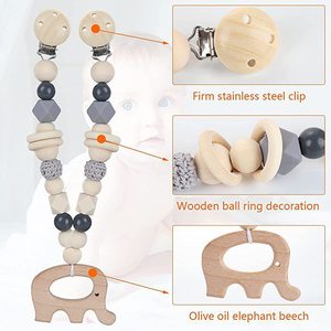 Clip <span class=keywords><strong>para</strong></span> Chupón Hecho a Mano con Madera Natural <span class=keywords><strong>para</strong></span> Decoración de <span class=keywords><strong>Cuna</strong></span> y Cochecito de Bebé, <span class=keywords><strong>para</strong></span> Calmar a los Bebés - Product Image 3