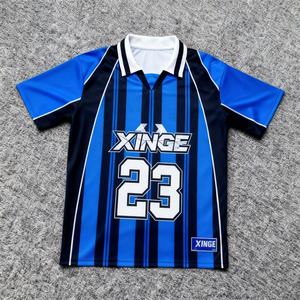 Camiseta Deportiva a Rayas Más Vendida en 2026, Jersey de Fútbol Personalizado con Número Digital Impreso, Camiseta Corta de Estilo Urbano para Hombre, Camiseta Deportiva Holgada - Product Image 3