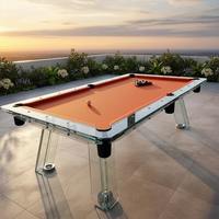 Table de billard contemporaine en verre trempé de luxe, design élégant, ardoise premium, transparente, 8ft, 9ft, personnalisable, pour jeu de 8 boules