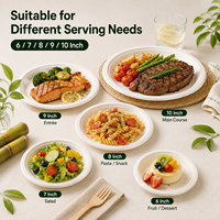 Assiettes jetables rondes en bagasse de canne à sucre, biodégradables et compostables, robustes, pour mariages, fêtes et traiteurs (vente en gros)