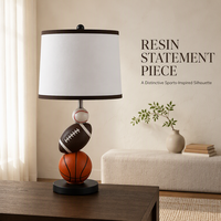 Lampe de table moderne de 24 pouces sur le thème du sport, design basketball et football, douille AC E27, ampoule A19 recommandée (ampoule non incluse)