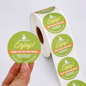 Etiquetas Adhesivas Personalizadas de Vinilo Impresas con Logotipo Redondo, Etiquetas para Empaque de Alimentos en Rollo, Resistentes al Agua, con Mensaje de Agradecimiento por su Pedido - Product Image 2