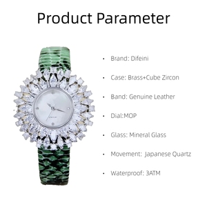 Montre élégante vintage pour femme AAA Zirconia Crystal Véritable MOP Verre <span class=keywords><strong>saphir</strong></span> Fenêtre Mouvement à quartz japonais Bracelet en <span class=keywords><strong>cuir</strong></span> 40 mm Mode - Product Image 6