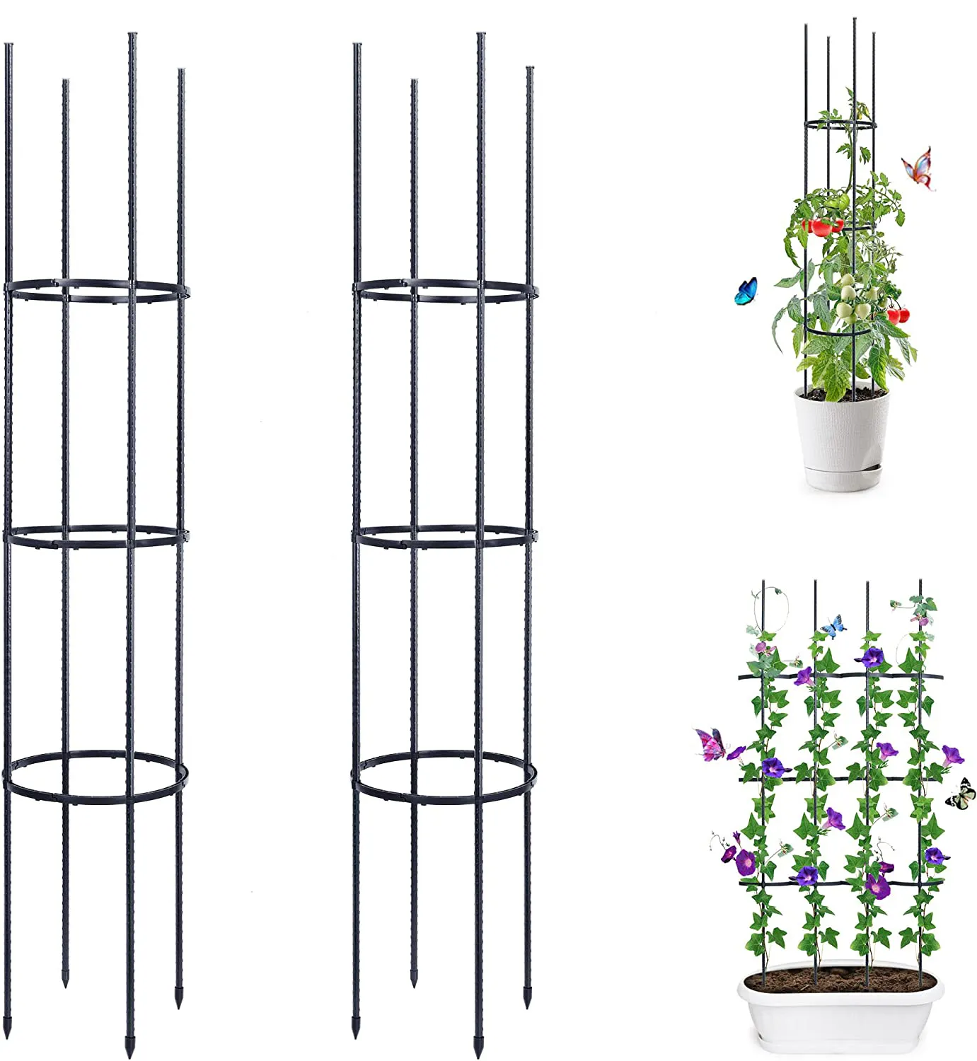 Jaula de plástico para jardín, jaula de Metal para tomate, enrejado de Obelisco, rosa, soporte para plantas