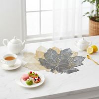 Napperons de table en PVC écologique, style européen, feuille d'érable dorée, isolation thermique, 38 cm x 1 cm d'épaisseur, forme irrégulière