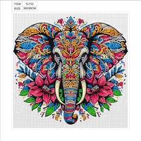 Peinture diamant 5D éléphant, diamants ronds faits à la main, décoration murale pour salon et chambre