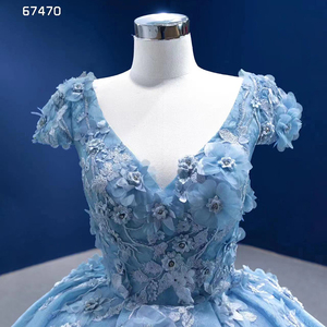 Robes de luxe pour femmes Rsm67470, robe de bal bleue de haute qualité, dentelle brodée, robe de soirée - Product Image 6