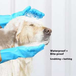 قفازات استحمام للحيوانات الأليفة من السيليكون بالجملة، مضادة للخدش، لحماية الذراع أثناء تنظيف وفرك الكلاب والقطط - Product Image 5