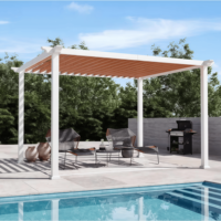 Pergola Bioclimatique Extérieure avec Toit Rétractable à Lames Orientables en Aluminium Massif pour Spa, Jardin, Patio et Piscine