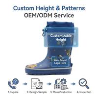 Chaussures imperméables pour enfants en caoutchouc naturel durable avec logo personnalisé, imprimé animalier forestier écologique, bottes de pluie avec cordon de serrage