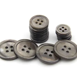 Manufacturers direct freshwater shell buttons small round edge four hole buttons gray brown shirt buttons