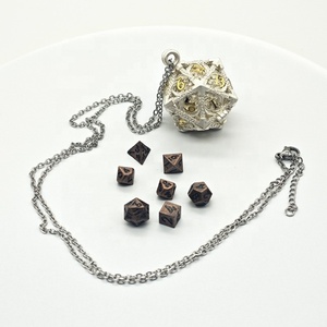 Collier pendentif dés polyédriques creux en métal Feeron 6MM, lot de 7 – Coffret cadeau DND Cthulhu TRPG pour joueurs et collectionneurs de jeux de rôle de table - Product Image 5