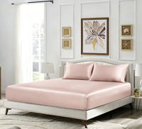 Ensemble de 3 draps-housses en microfibre durable effet satin soyeux avec 2 taies d'oreiller, textile de maison