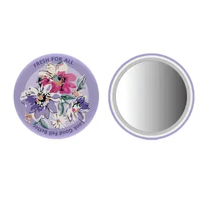 Espelho de bolso para maquiagem, pequeno e barato, em formato redondo, para uso promocional, espelho de metal, cosméticos personalizados, espelho de bolso coberto de tecido