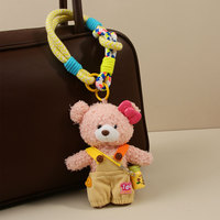Breloques de sac en peluche mignonnes en forme d'ours et de lapin avec cordon coloré, pendentif de poupée faite à la main pour filles et femmes