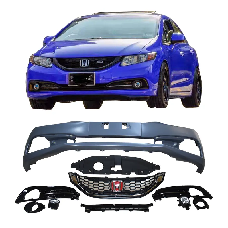 Para Honda Civic 2012 2013 2014 2015 Body Kit FB6 SI Amortecedor Dianteiro luz de Nevoeiro Grade