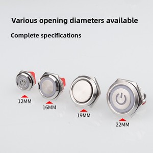 Botón Metálico <span class=keywords><strong>de</strong></span> 12/16/19/22mm, Interruptor <span class=keywords><strong>de</strong></span> Carrera Corta Impermeable con Anillo <span class=keywords><strong>de</strong></span> Luz LED RGB <span class=keywords><strong>de</strong></span> Tres Colores, Polo Negativo Común, IP65 - Product Image 4