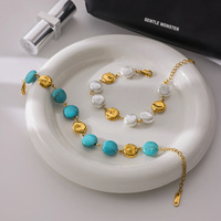 Design de mode Verre Perle Turquoise Bracelet Étanche En Acier Inoxydable Bracelet Bijoux Creative Fête Cadeau