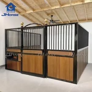 Stalle stable de cheval de structure métallique d'équipement de cheval en bambou enduit de poudre noire de cheval