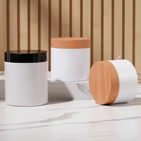 Pot vide pour crème exfoliante corporelle 100ml-500ml, en plastique PET à large ouverture avec couvercle imitation bois