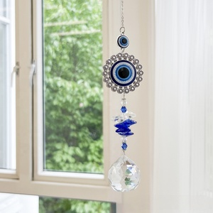 Attrape-soleil œil de diable bleu, suspension lumineuse, collection cristal arc-en-ciel, boule attrape-soleil pour jardin d'ombres et rideau de patio - Product Image 5