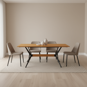Tavolo da Pranzo in Legno Massello di Mango 70.9x35.4x29.9 Pollici, Design Moderno Rettangolare con Gambe in Metallo, Arredamento per la Casa - Product Image 2